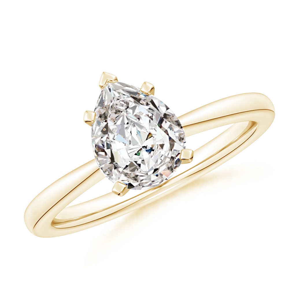 9x7mm IJI1I2 Pear Diamond Reverse Tapered Shank Solitaire Engagement Ring in Yellow Gold