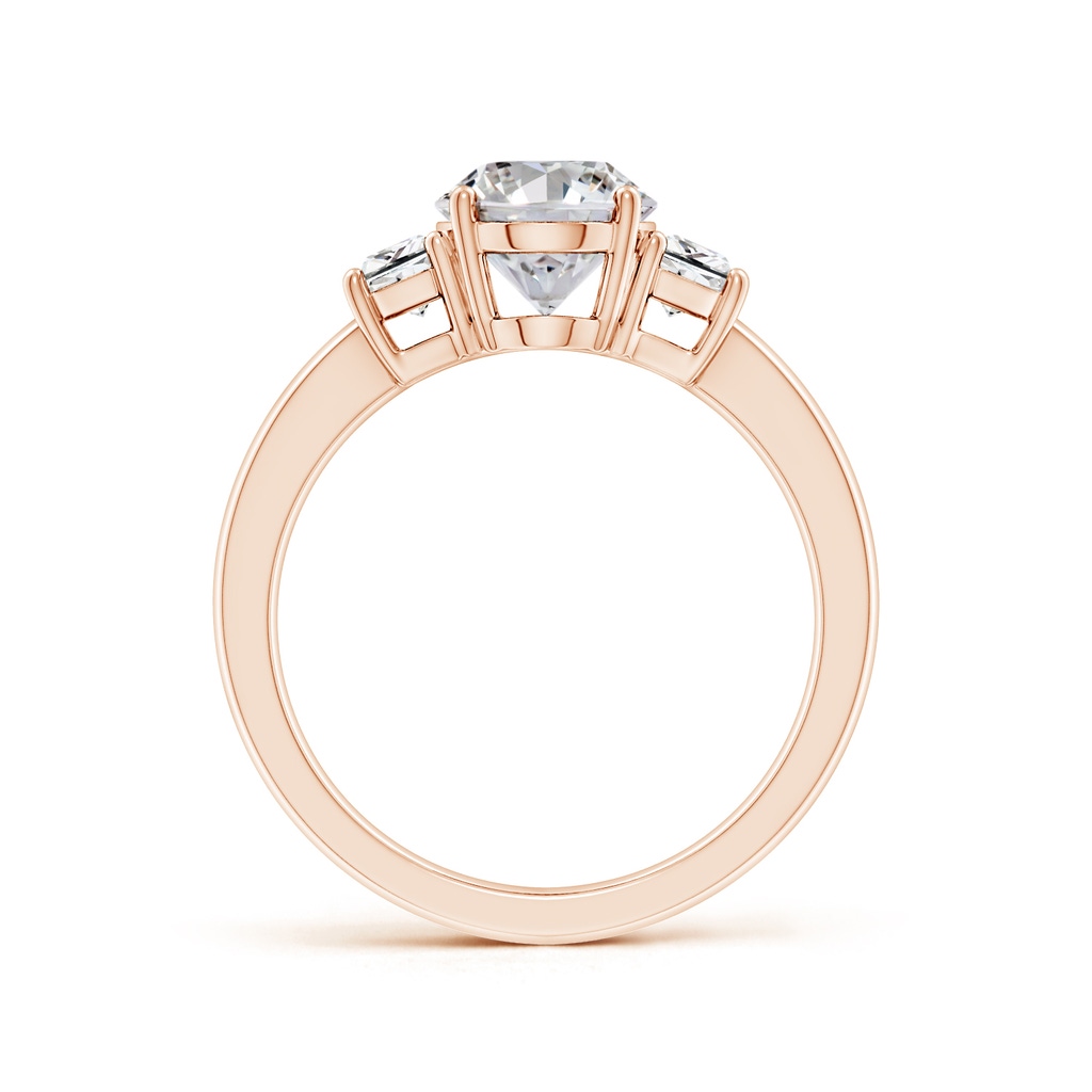9x7mm IJI1I2 Oval and Trapezoid Diamond Three Stone Engagement Ring in Rose Gold Side 199