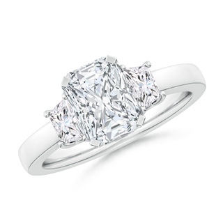 8x6mm GVS2 Radiant-Cut and Trapezoid Diamond Three Stone Engagement Ring in P950 Platinum