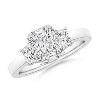 8x6mm HSI2 Radiant-Cut and Trapezoid Diamond Three Stone Engagement Ring in P950 Platinum