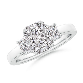 8x6mm IJI1I2 Radiant-Cut and Trapezoid Diamond Three Stone Engagement Ring in P950 Platinum