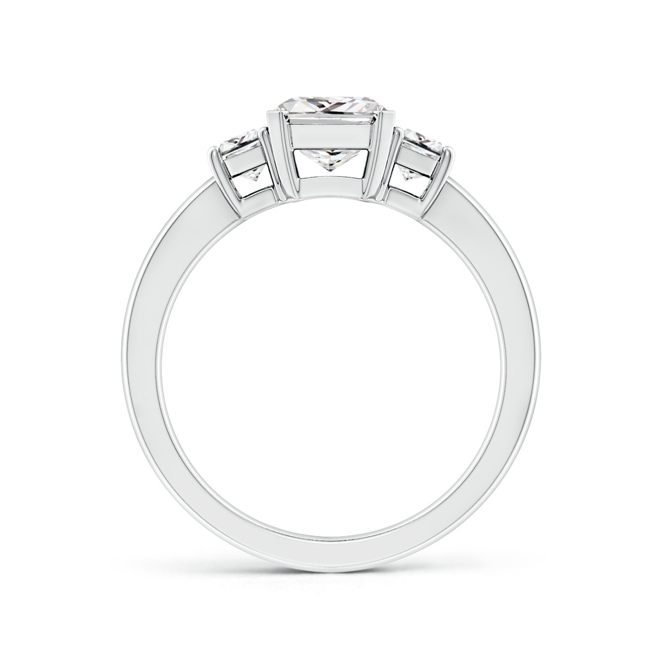 8x6mm IJI1I2 Radiant-Cut and Trapezoid Diamond Three Stone Engagement Ring in White Gold side 199