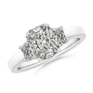 8x6mm KI3 Radiant-Cut and Trapezoid Diamond Three Stone Engagement Ring in P950 Platinum