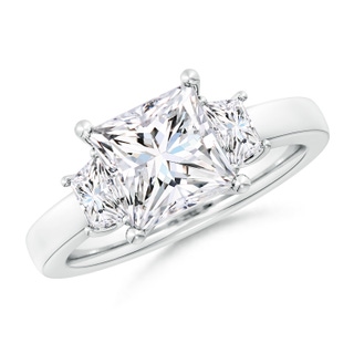 7.4mm GVS2 Princess-Cut and Trapezoid Diamond Three Stone Engagement Ring in P950 Platinum