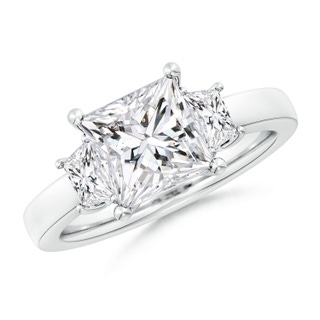 7.4mm HSI2 Princess-Cut and Trapezoid Diamond Three Stone Engagement Ring in White Gold