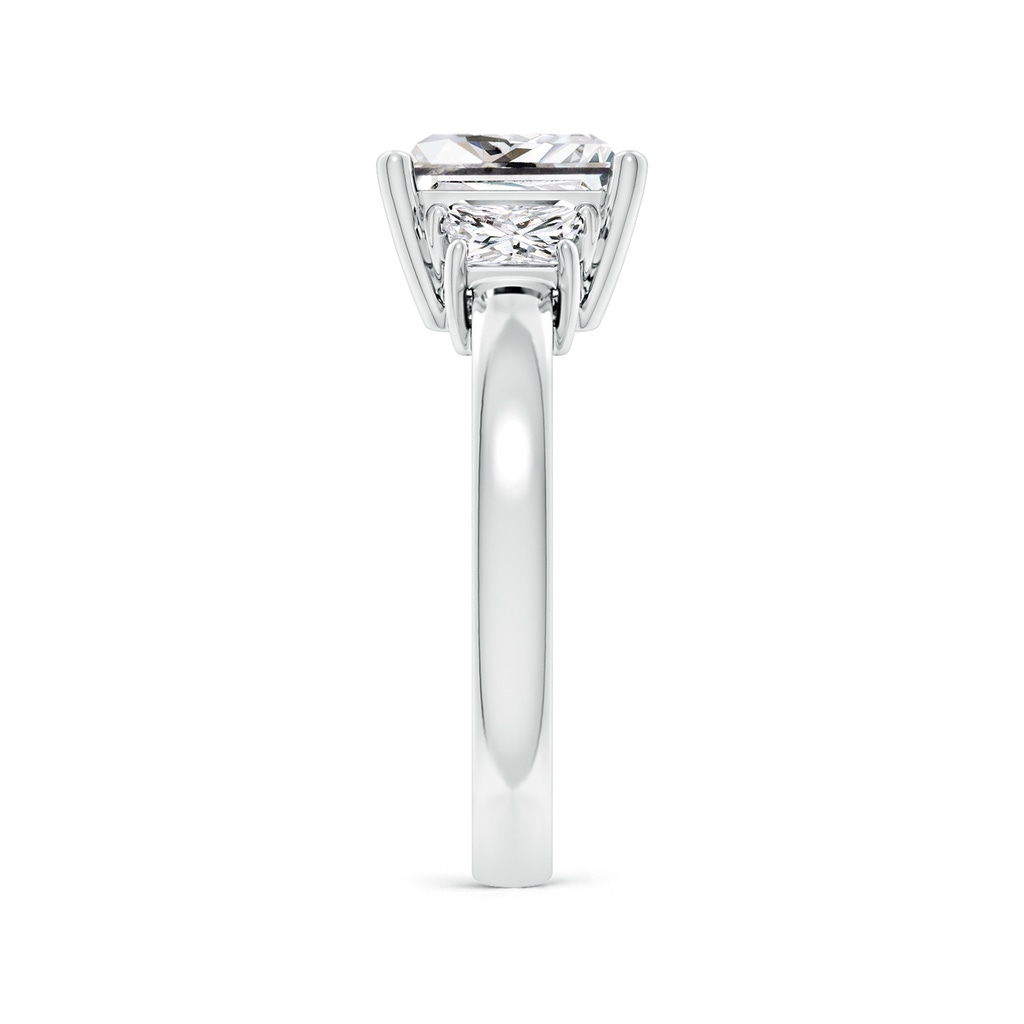 7.4mm HSI2 Princess-Cut and Trapezoid Diamond Three Stone Engagement Ring in White Gold Side 299