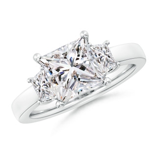 7.4mm IJI1I2 Princess-Cut and Trapezoid Diamond Three Stone Engagement Ring in P950 Platinum