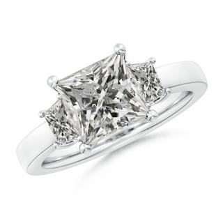 7.4mm KI3 Princess-Cut and Trapezoid Diamond Three Stone Engagement Ring in P950 Platinum