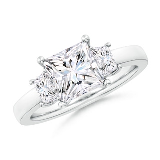 7mm GVS2 Princess-Cut and Trapezoid Diamond Three Stone Engagement Ring in P950 Platinum