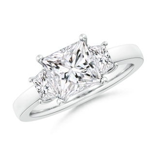 7mm HSI2 Princess-Cut and Trapezoid Diamond Three Stone Engagement Ring in P950 Platinum