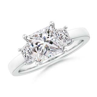 7mm IJI1I2 Princess-Cut and Trapezoid Diamond Three Stone Engagement Ring in P950 Platinum