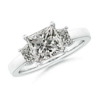 7mm KI3 Princess-Cut and Trapezoid Diamond Three Stone Engagement Ring in P950 Platinum
