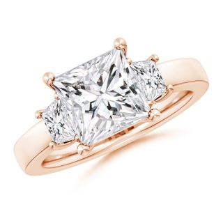 8mm HSI2 Princess-Cut and Trapezoid Diamond Three Stone Engagement Ring in Rose Gold