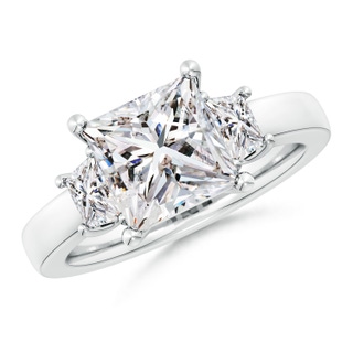 8mm IJI1I2 Princess-Cut and Trapezoid Diamond Three Stone Engagement Ring in P950 Platinum