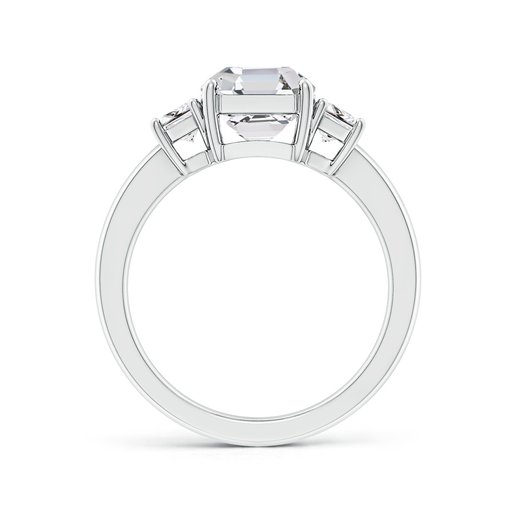 7.5mm HSI2 Asscher-Cut and Trapezoid Diamond Three Stone Engagement Ring in White Gold Side 199