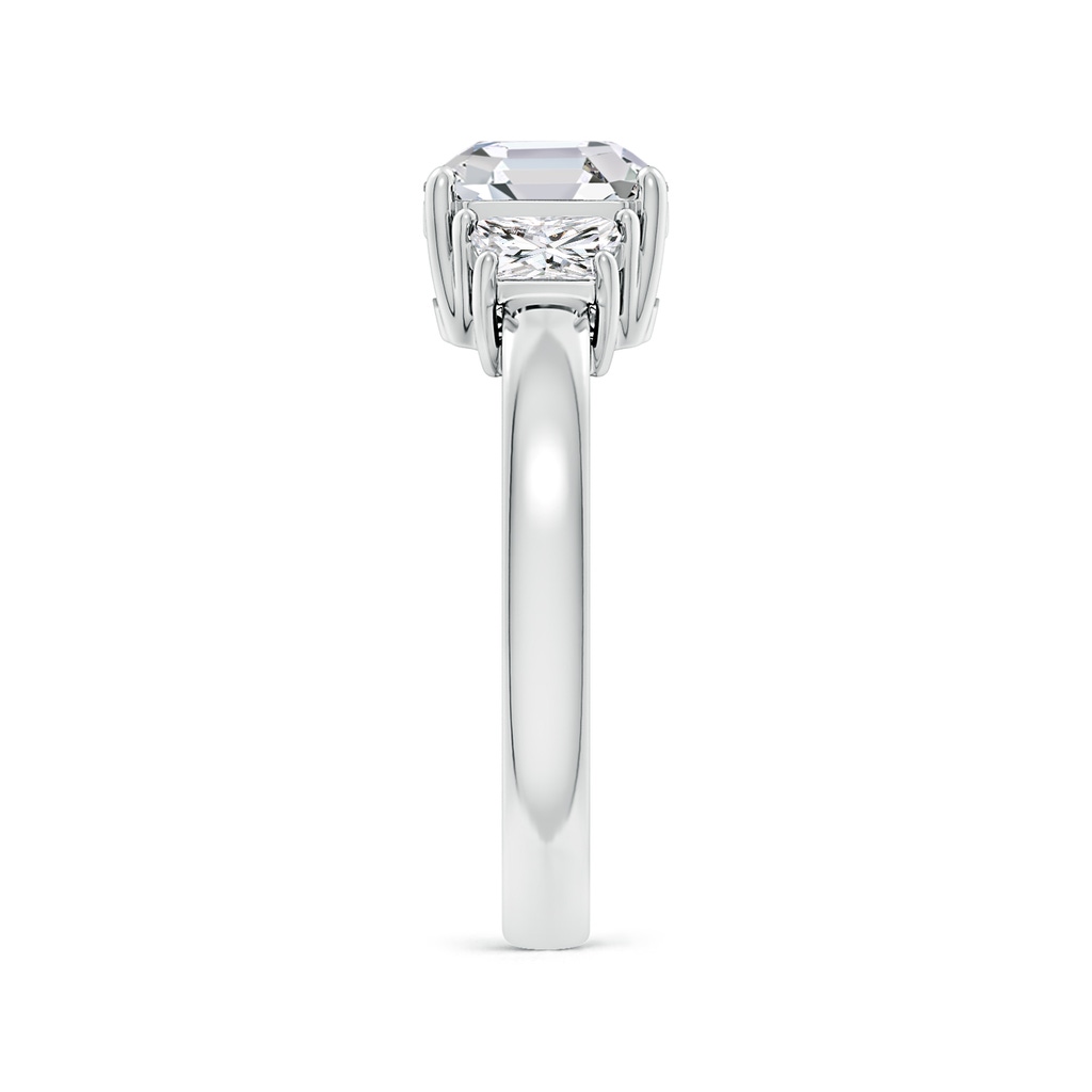 7.5mm HSI2 Asscher-Cut and Trapezoid Diamond Three Stone Engagement Ring in White Gold Side 299