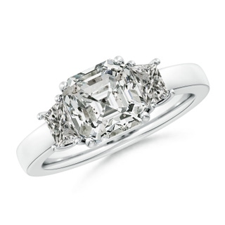 7.5mm KI3 Asscher-Cut and Trapezoid Diamond Three Stone Engagement Ring in P950 Platinum
