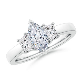 10x5mm HSI2 Marquise and Trapezoid Diamond Three Stone Engagement Ring in P950 Platinum