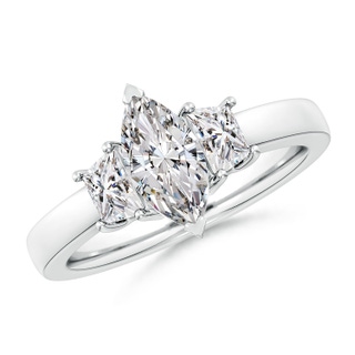 10x5mm IJI1I2 Marquise and Trapezoid Diamond Three Stone Engagement Ring in P950 Platinum