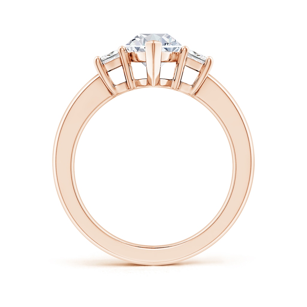 12x6mm GVS2 Marquise and Trapezoid Diamond Three Stone Engagement Ring in Rose Gold Side 199