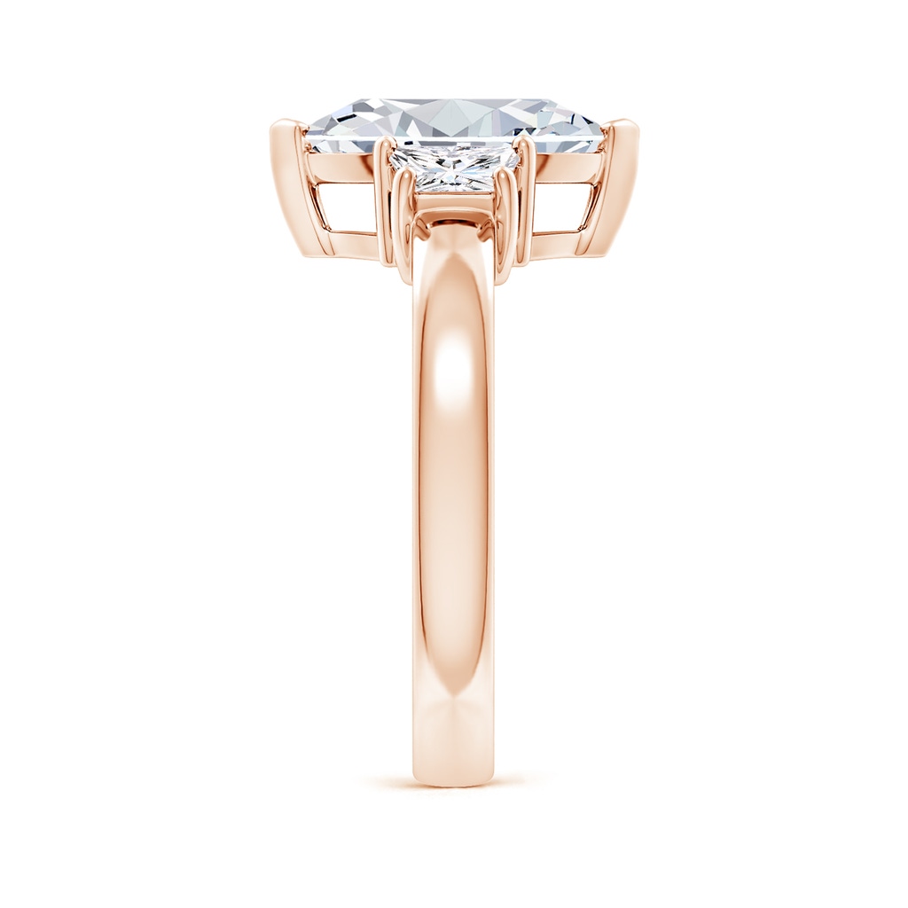 12x6mm GVS2 Marquise and Trapezoid Diamond Three Stone Engagement Ring in Rose Gold Side 299