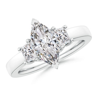 12x6mm IJI1I2 Marquise and Trapezoid Diamond Three Stone Engagement Ring in P950 Platinum