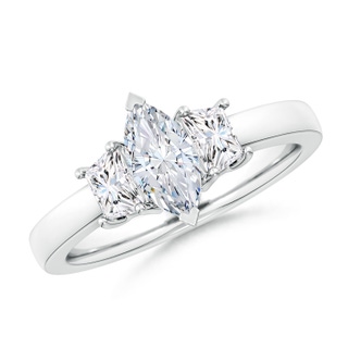 9x4.5mm GVS2 Marquise and Trapezoid Diamond Three Stone Engagement Ring in P950 Platinum