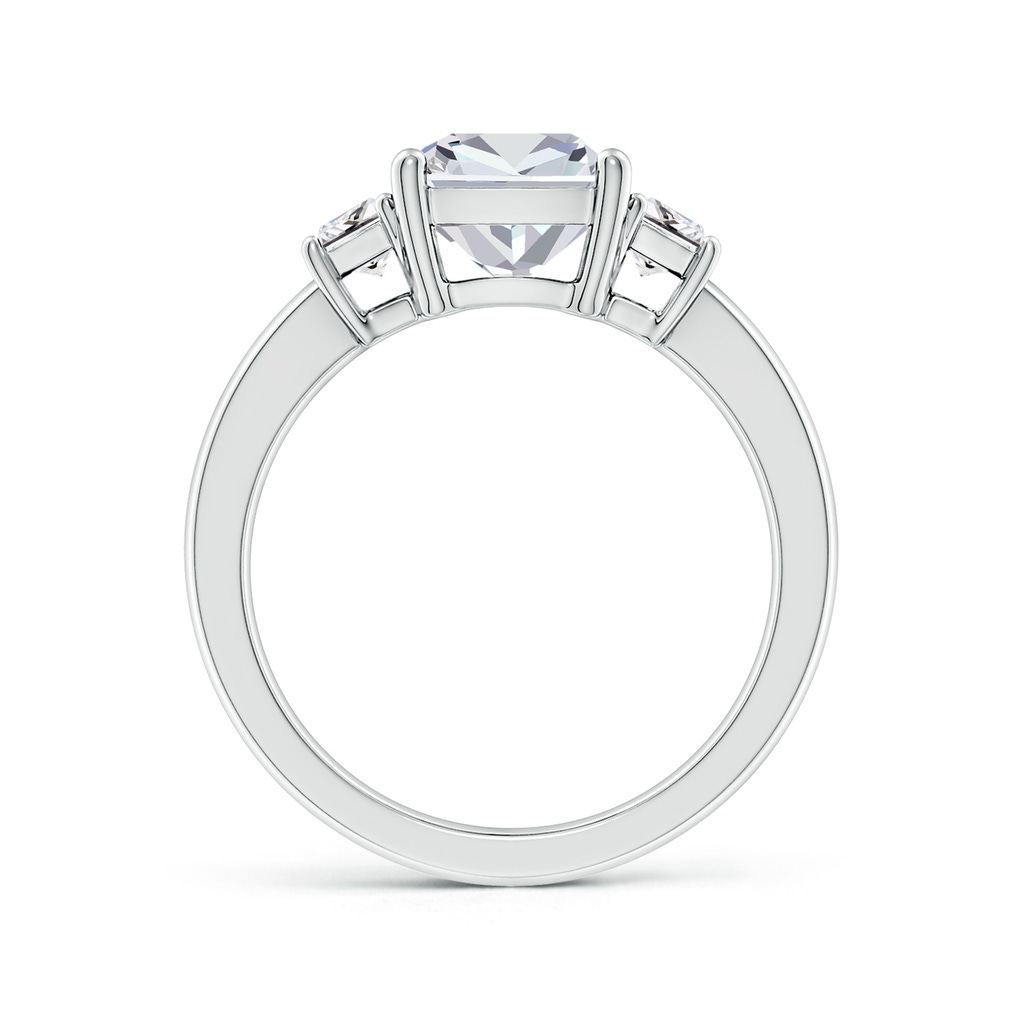 7.5mm HSI2 Cushion and Trapezoid Diamond Three Stone Engagement Ring in White Gold Side 199