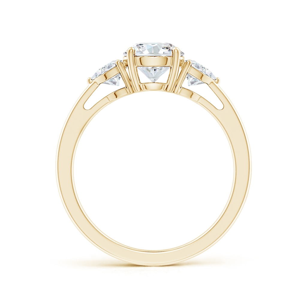 6.5mm GVS2 Round and Trillion Diamond Three Stone Reverse Tapered Shank Engagement Ring in Yellow Gold Side 199