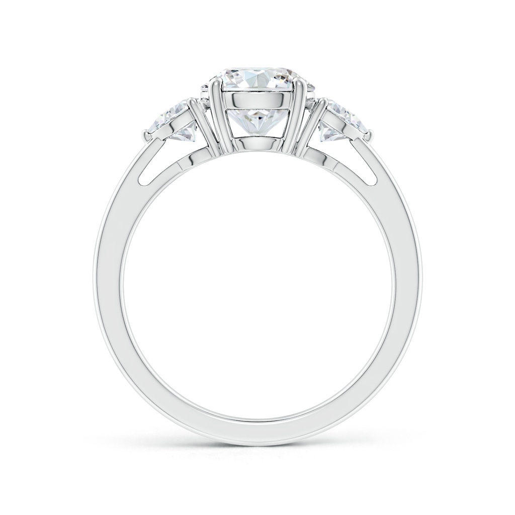 7.4mm GVS2 Round and Trillion Diamond Three Stone Reverse Tapered Shank Engagement Ring in P950 Platinum Side 199