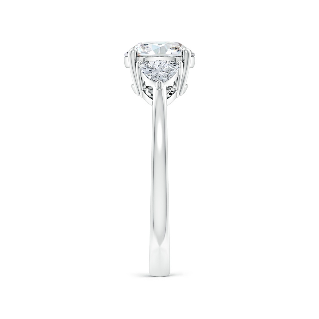 7.4mm GVS2 Round and Trillion Diamond Three Stone Reverse Tapered Shank Engagement Ring in P950 Platinum Side 299
