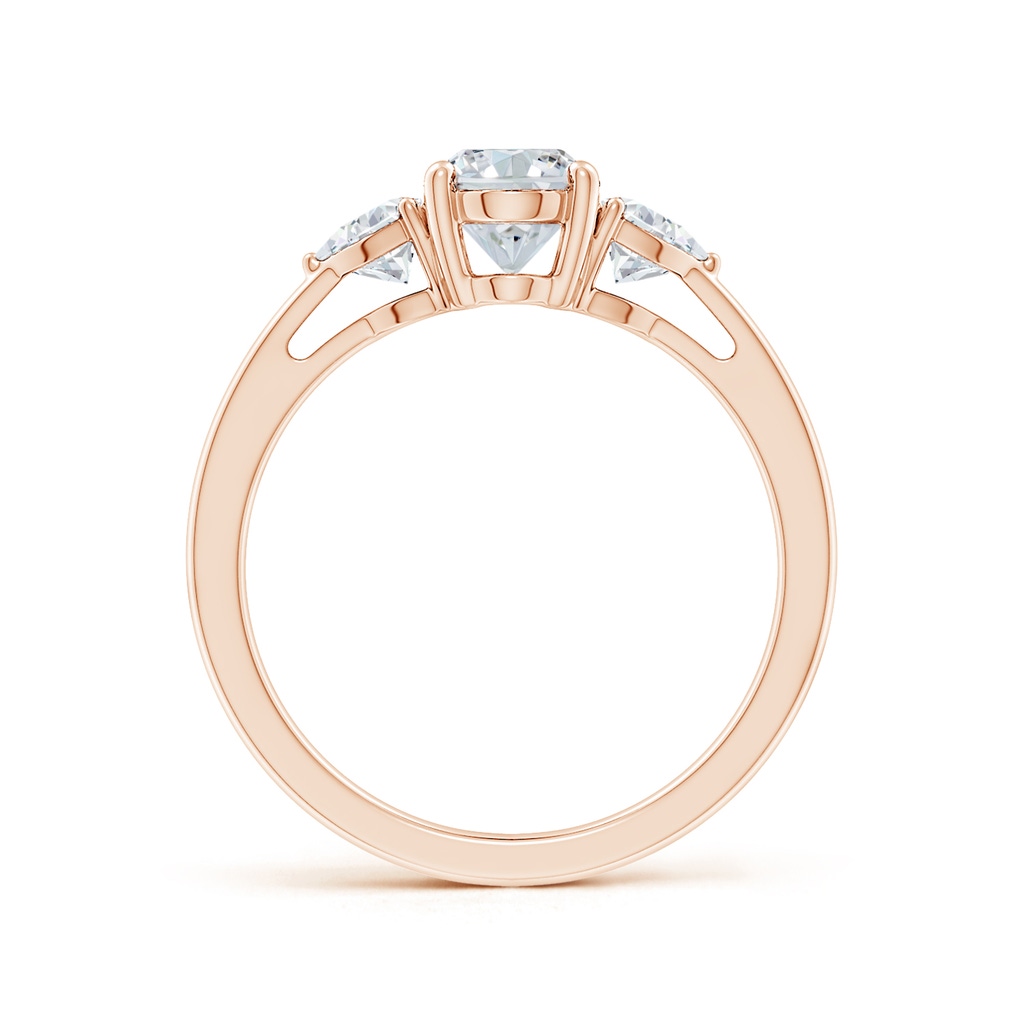 7.7x5.7mm GVS2 Oval and Trillion Diamond Three Stone Reverse Tapered Shank Engagement Ring in 10K Rose Gold Side 199