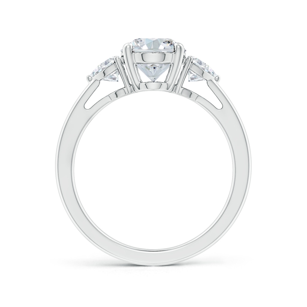 9x7mm GVS2 Oval and Trillion Diamond Three Stone Reverse Tapered Shank Engagement Ring in P950 Platinum Side 199