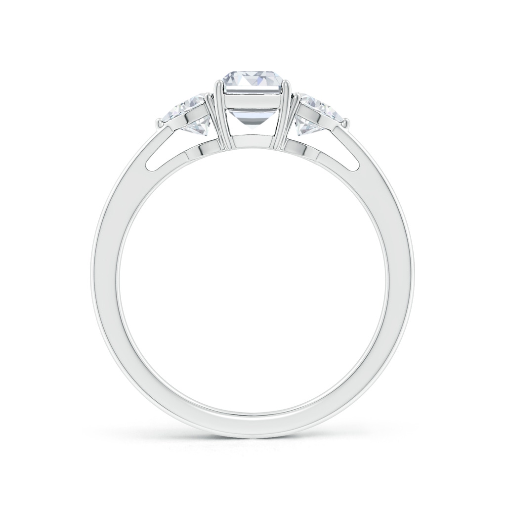 6.5x4.5mm GVS2 Emerald-Cut and Trillion Diamond Three Stone Reverse Tapered Shank Engagement Ring in White Gold Side 199