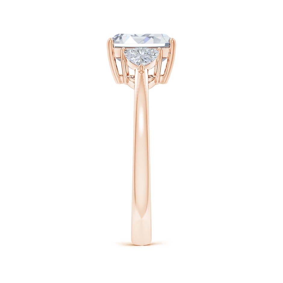 7.5x5.5mm GVS2 Emerald-Cut and Trillion Diamond Three Stone Reverse Tapered Shank Engagement Ring in Rose Gold side 299