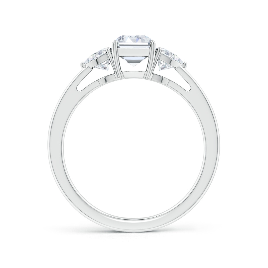 7x5mm GVS2 Emerald-Cut and Trillion Diamond Three Stone Reverse Tapered Shank Engagement Ring in P950 Platinum side 199