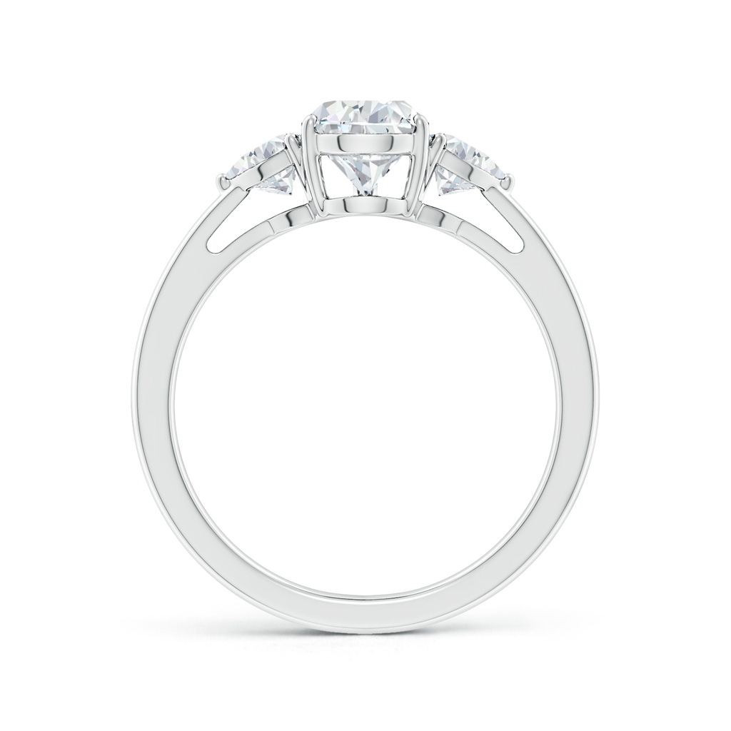 7.7x5.7mm GVS2 Pear and Trillion Diamond Three Stone Reverse Tapered Shank Engagement Ring in White Gold Side 199