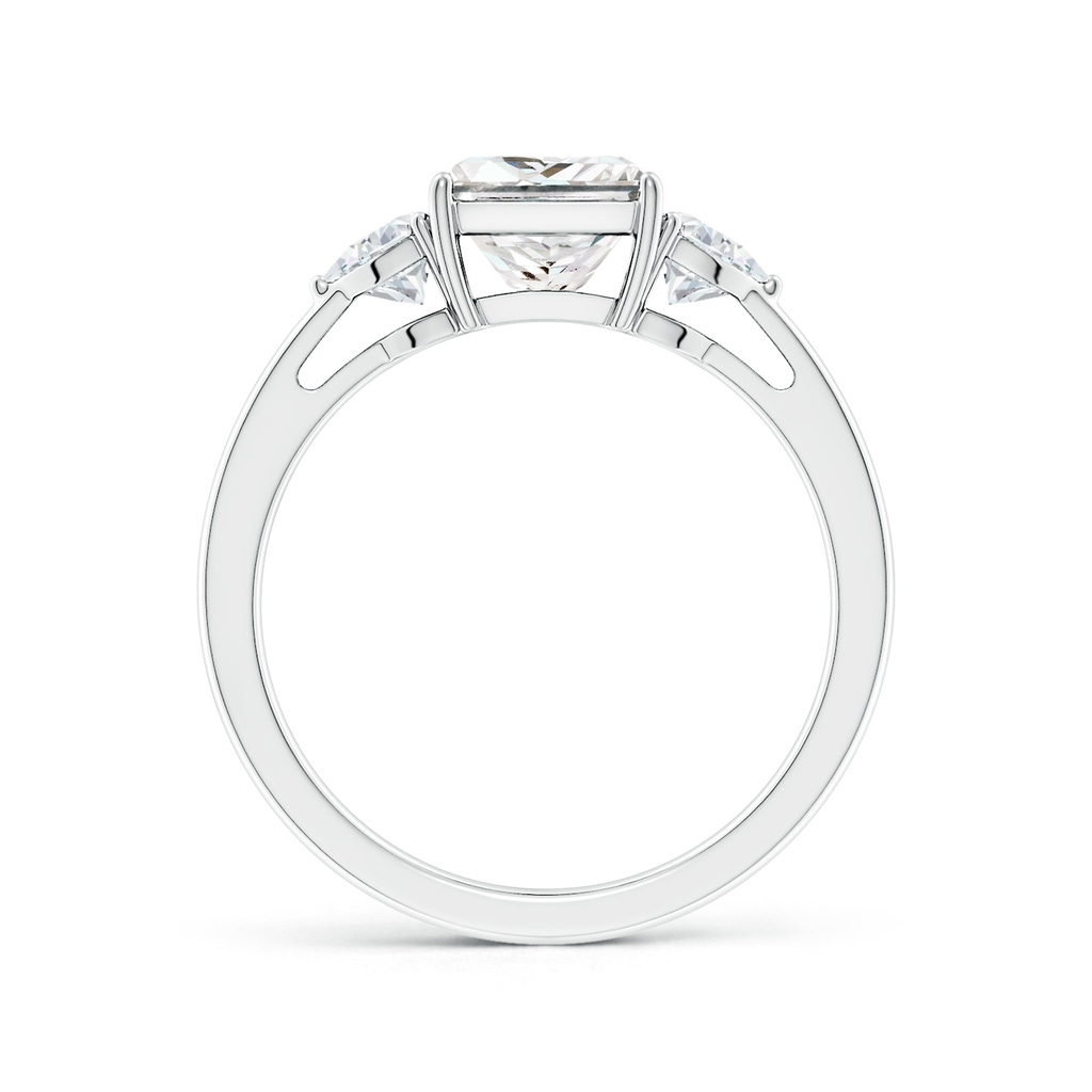 6.5mm GVS2 Princess-Cut and Trillion Diamond Three Stone Reverse Tapered Shank Engagement Ring in White Gold Side 199