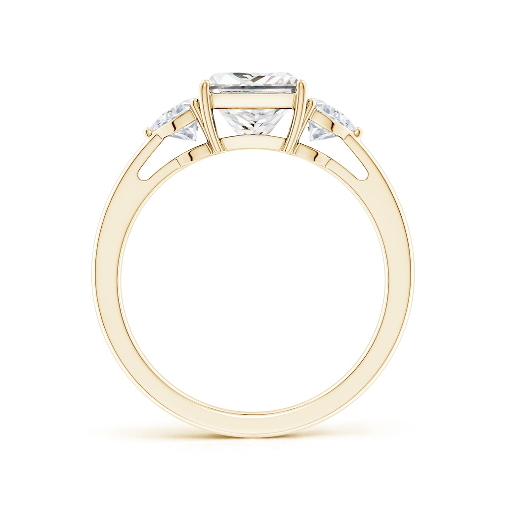 6.5mm GVS2 Princess-Cut and Trillion Diamond Three Stone Reverse Tapered Shank Engagement Ring in Yellow Gold Side 199