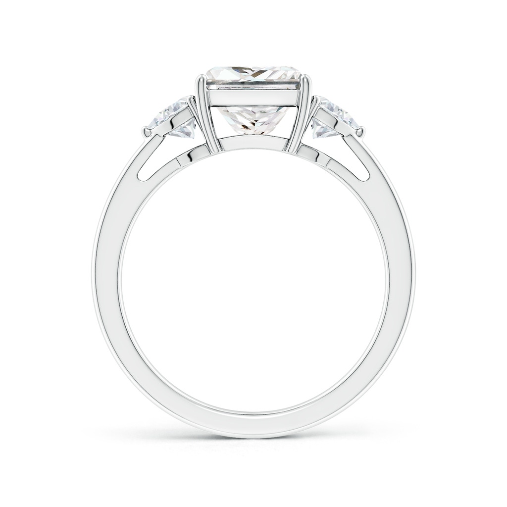 7mm GVS2 Princess-Cut and Trillion Diamond Three Stone Reverse Tapered Shank Engagement Ring in 18K White Gold Side 199