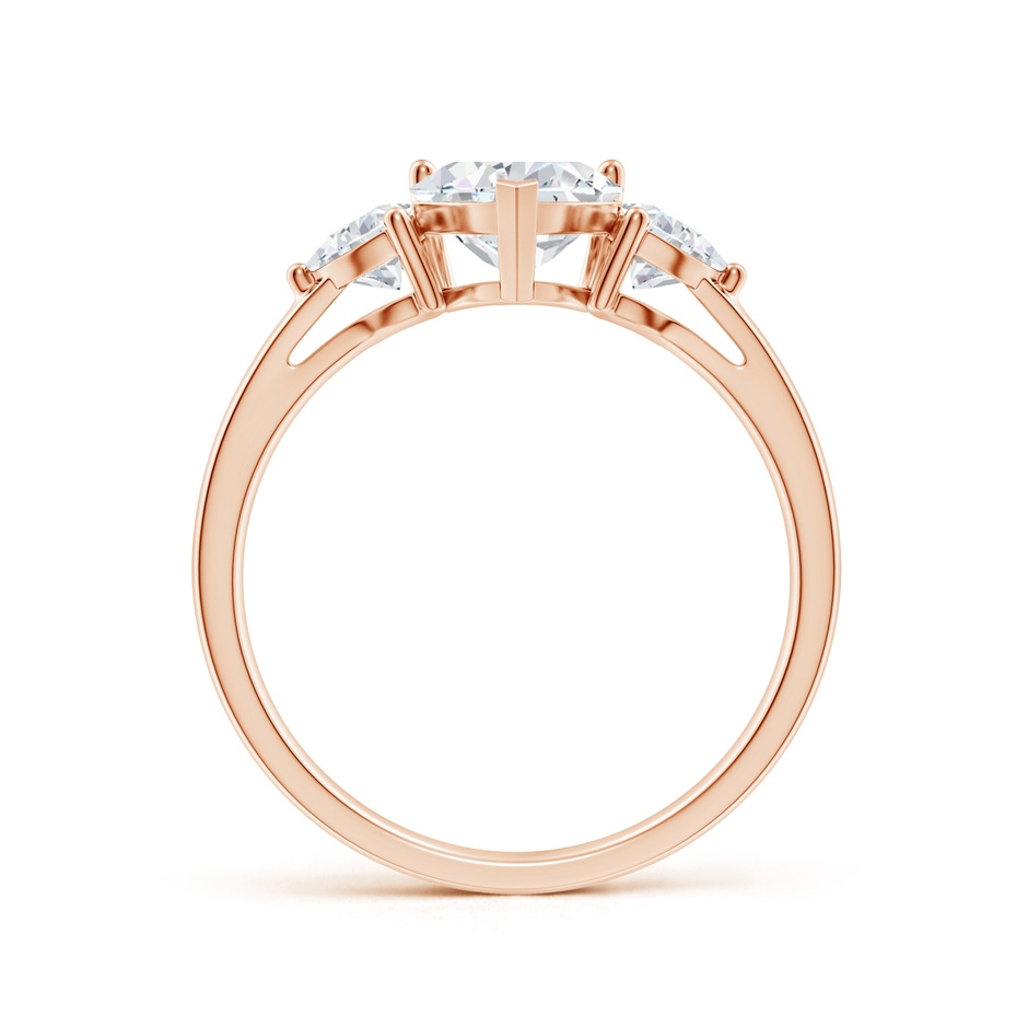 6.5mm GVS2 Heart-Shaped and Trillion Diamond Three Stone Reverse Tapered Shank Engagement Ring in 10K Rose Gold side 199