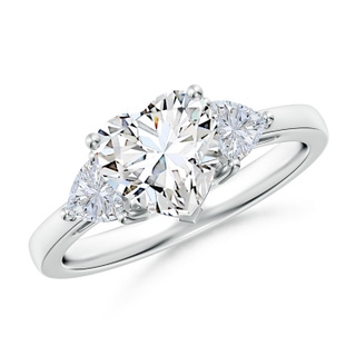 7.5mm GVS2 Heart-Shaped and Trillion Diamond Three Stone Reverse Tapered Shank Engagement Ring in P950 Platinum