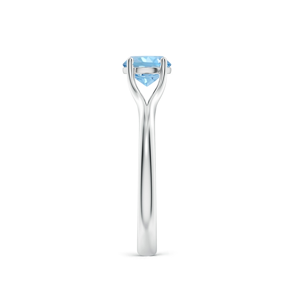 6mm AAAA Classic Solitaire Round Aquamarine Split Shank Engagement Ring in S999 Silver side 299