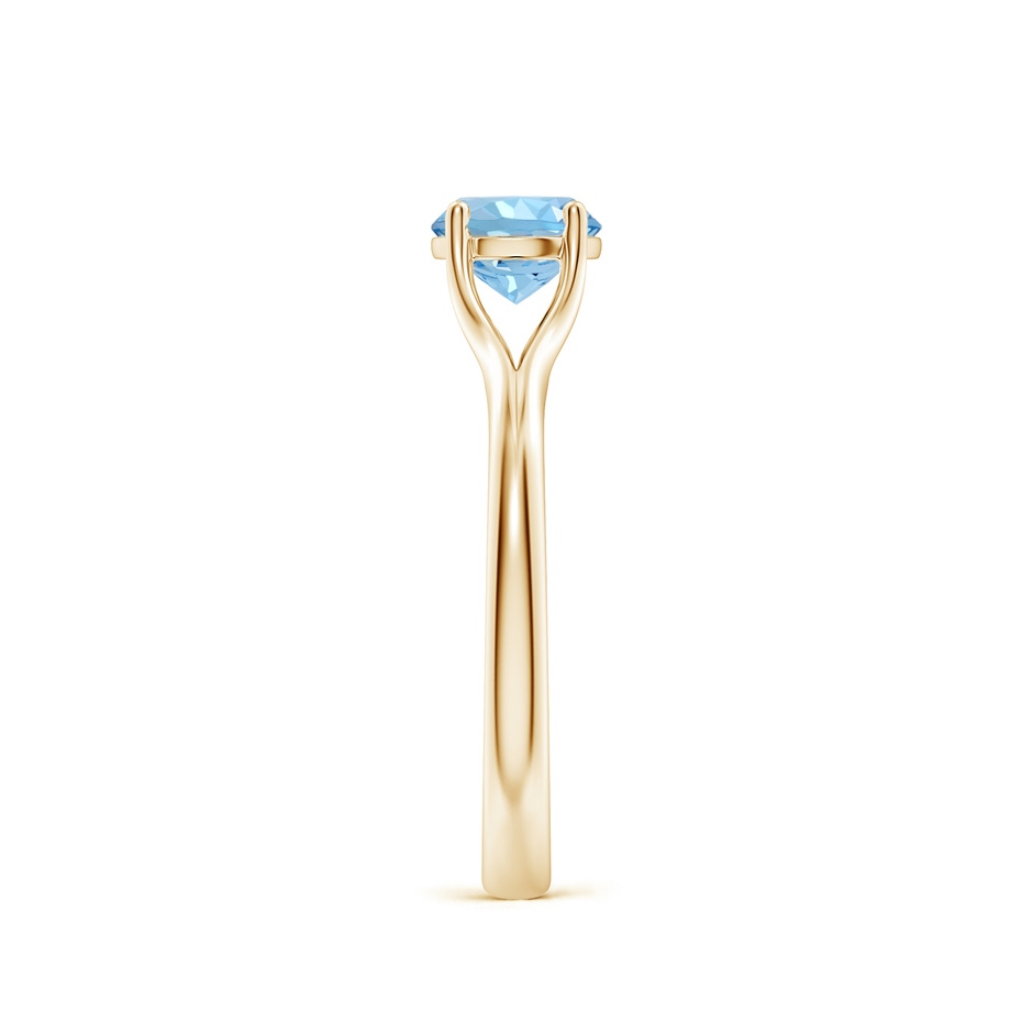 6mm AAAA Classic Solitaire Round Aquamarine Split Shank Engagement Ring in Yellow Gold side 299