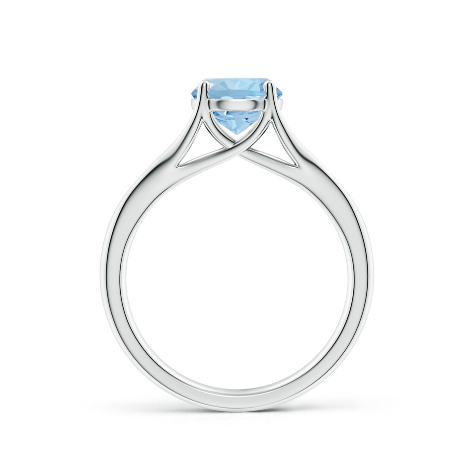 7mm AAA Classic Solitaire Round Aquamarine Split Shank Engagement Ring in P950 Platinum side 199