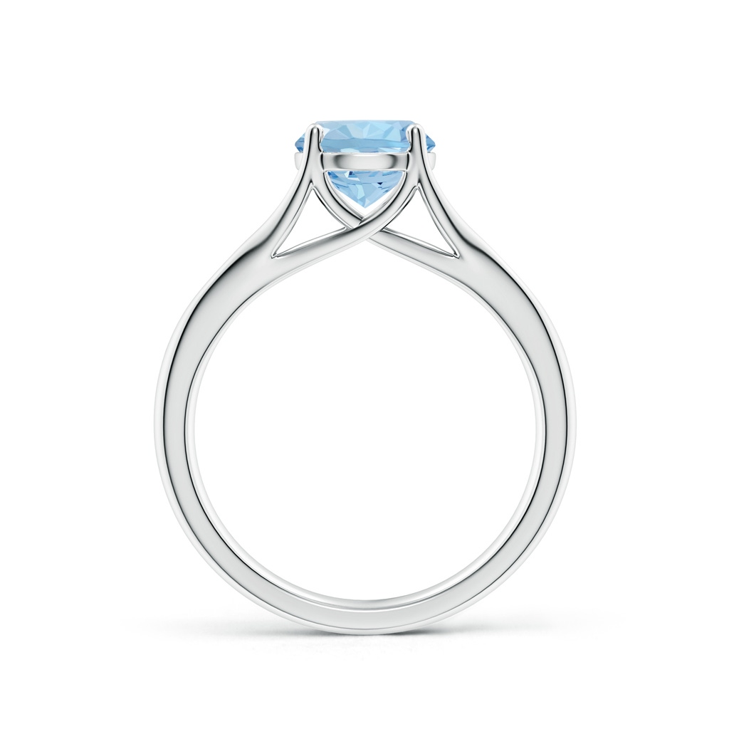 7mm AAA Classic Solitaire Round Aquamarine Split Shank Engagement Ring in White Gold - side 199