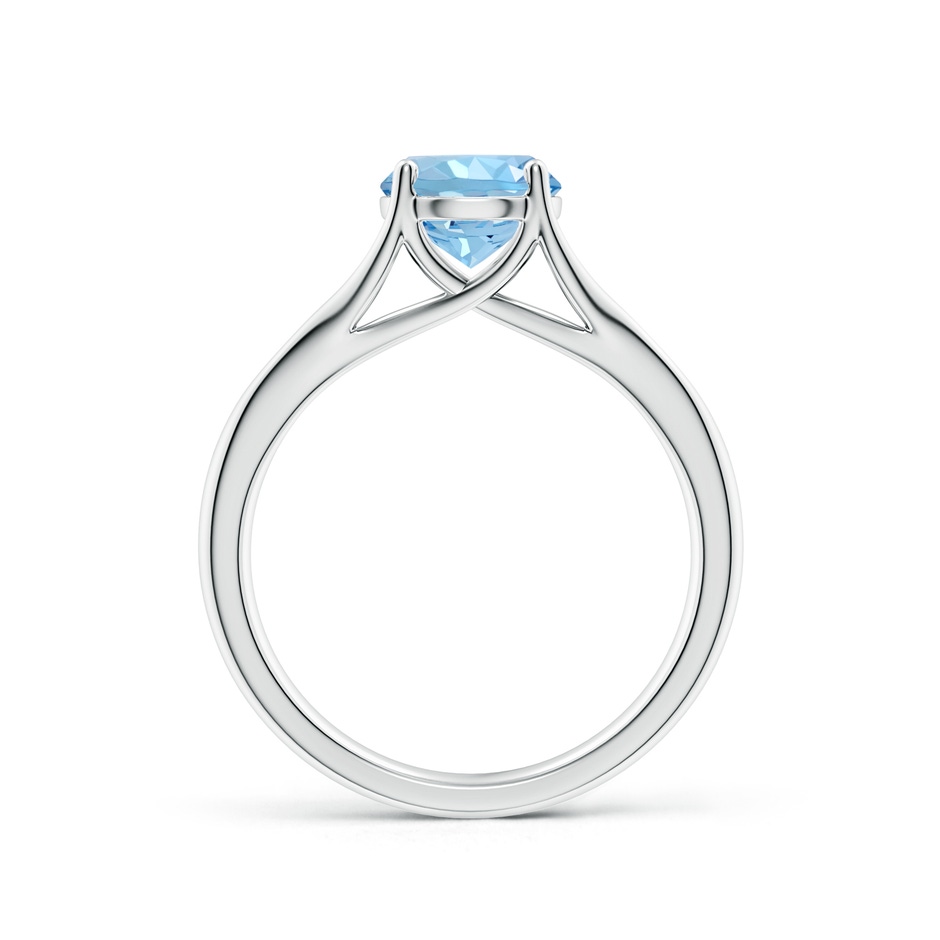 7mm AAAA Classic Solitaire Round Aquamarine Split Shank Engagement Ring in S999 Silver side 199
