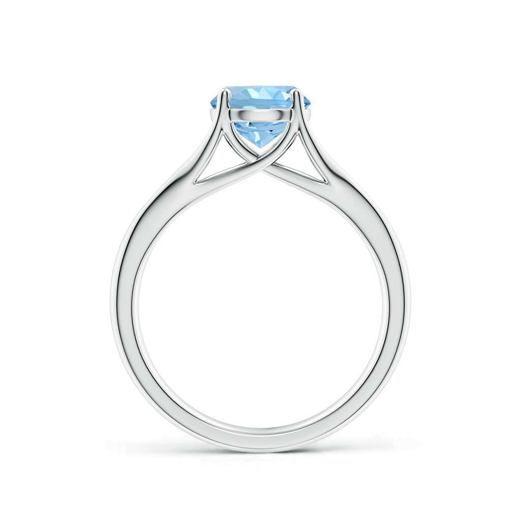 7mm AAAA Classic Solitaire Round Aquamarine Split Shank Engagement Ring in White Gold - side 199