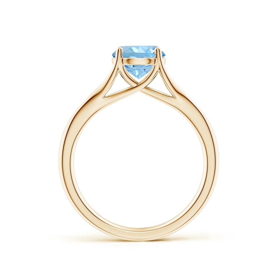 7mm AAAA Classic Solitaire Round Aquamarine Split Shank Engagement Ring in Yellow Gold side 199