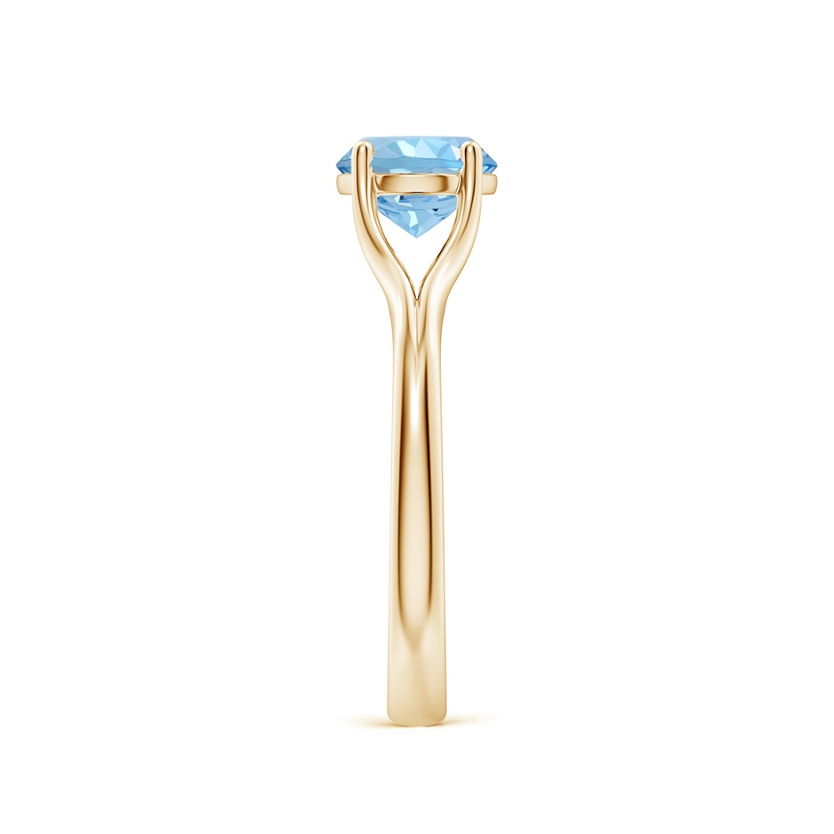 7mm AAAA Classic Solitaire Round Aquamarine Split Shank Engagement Ring in Yellow Gold side 299